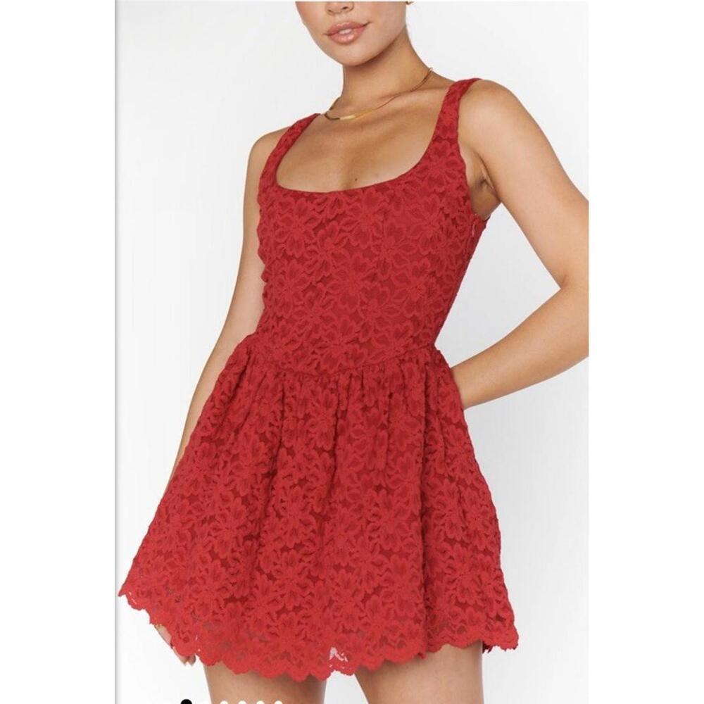 NWT Show Me Your Mumu Ricci Skort Dress Red Sz S Crochet Lace Country Romantic